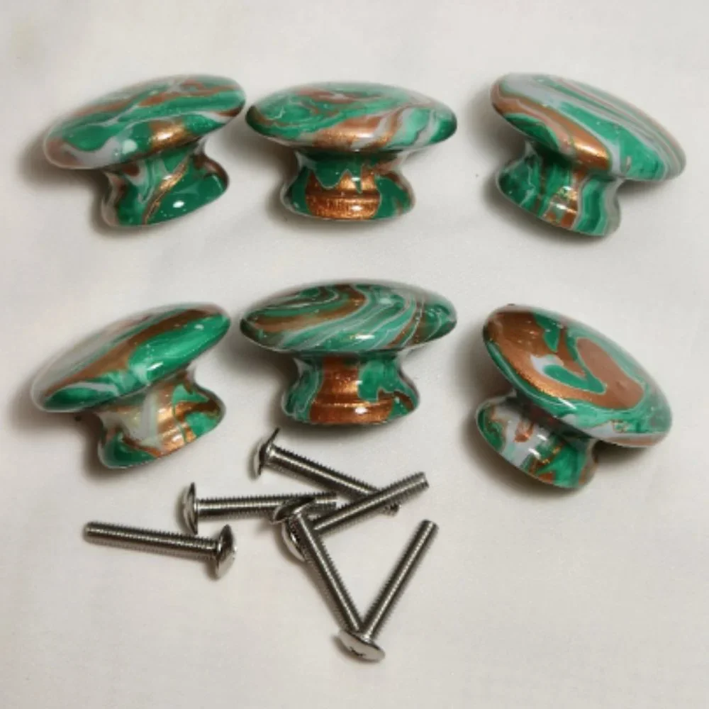 Hand Crafted Cabinet Door Knobs Hand Painted Dresser Furniture Chest Door Art